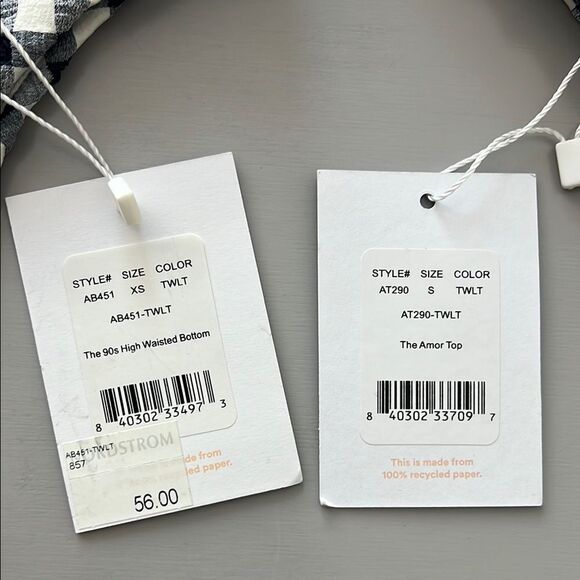 NWT Andie Swim The Amor Top and 90s High Waisted Bottom Set in Twilight Gingham - Picture 4 of 16